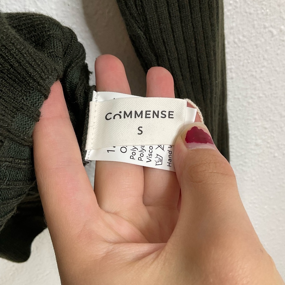 Commense NWT Ruffle Trim Dark Green Ribbed‎ Cardigan Size Small - Picture 6 of 7